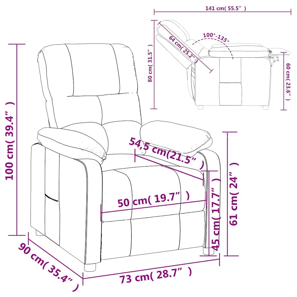 Recliner Chair Light Grey Fabric