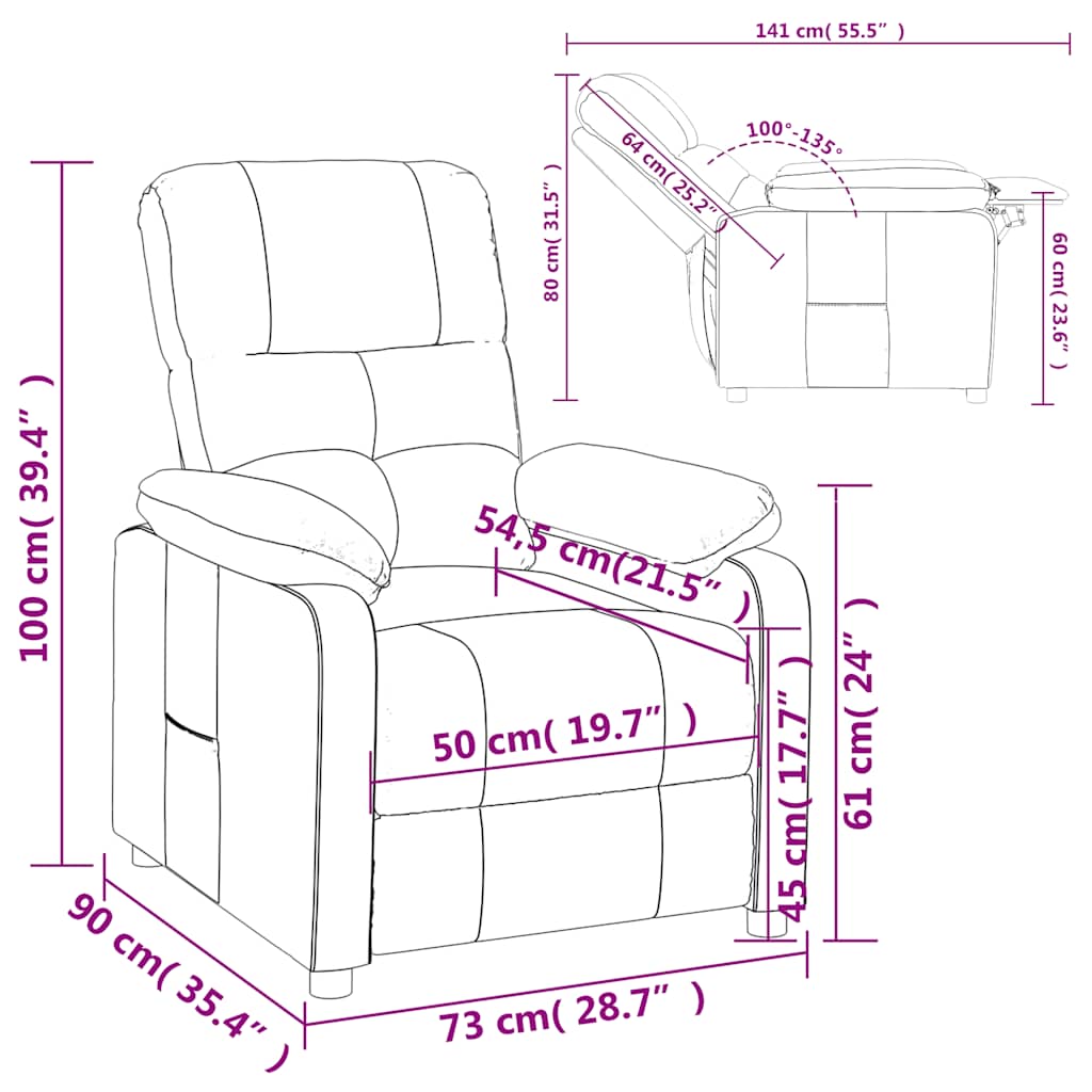 Recliner Chair Wine Red Fabric