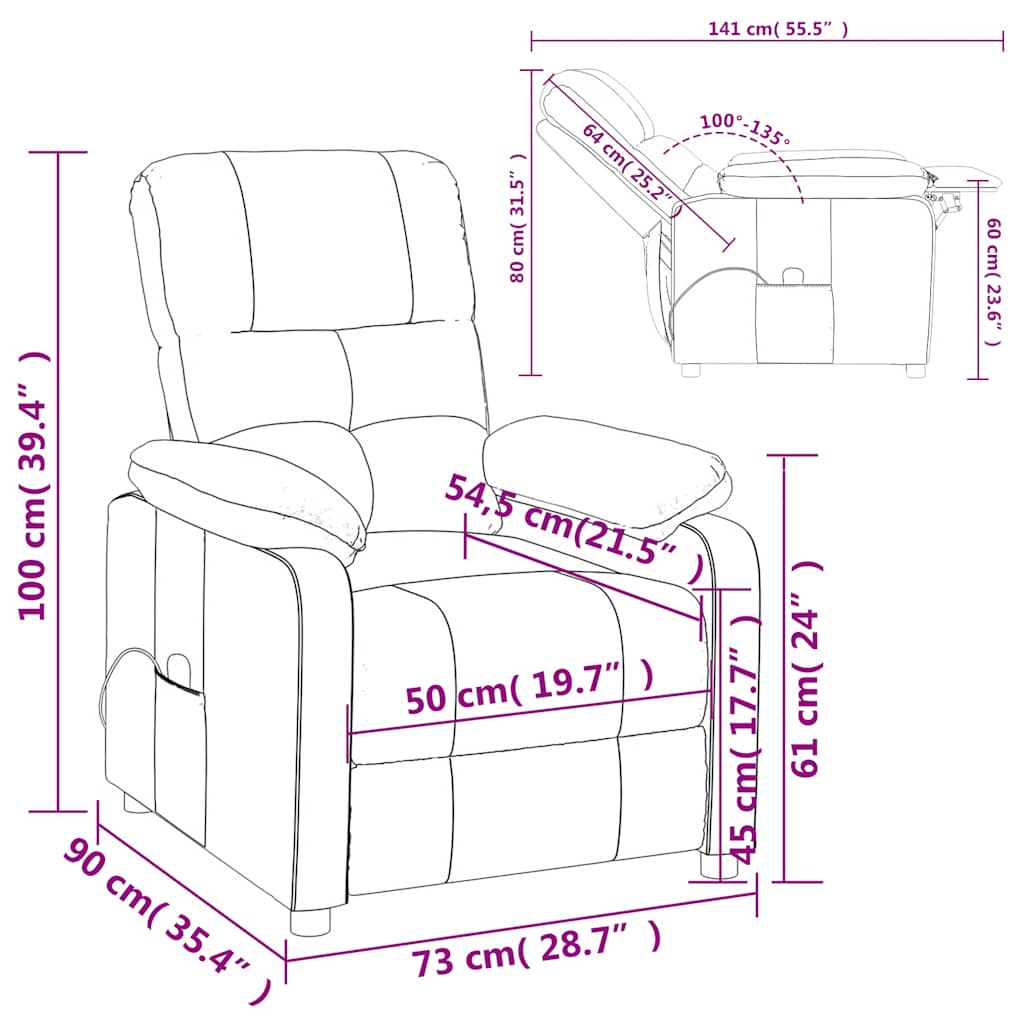 Massage Chair Wine Red Fabric