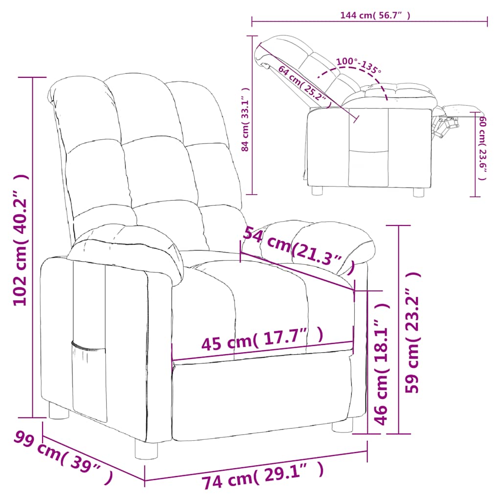 Recliner Chair Black Fabric