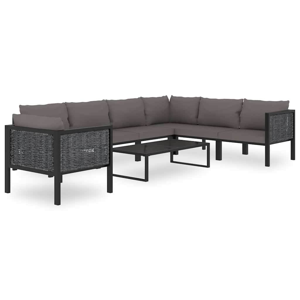 Sectional Corner Sofa with Left Armrest Poly Rattan Anthracite