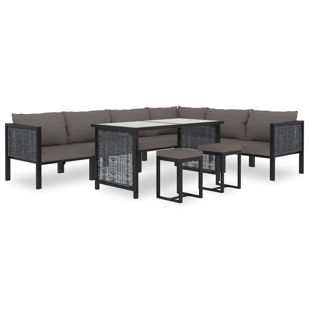 Sectional Corner Sofa with Left Armrest Poly Rattan Anthracite
