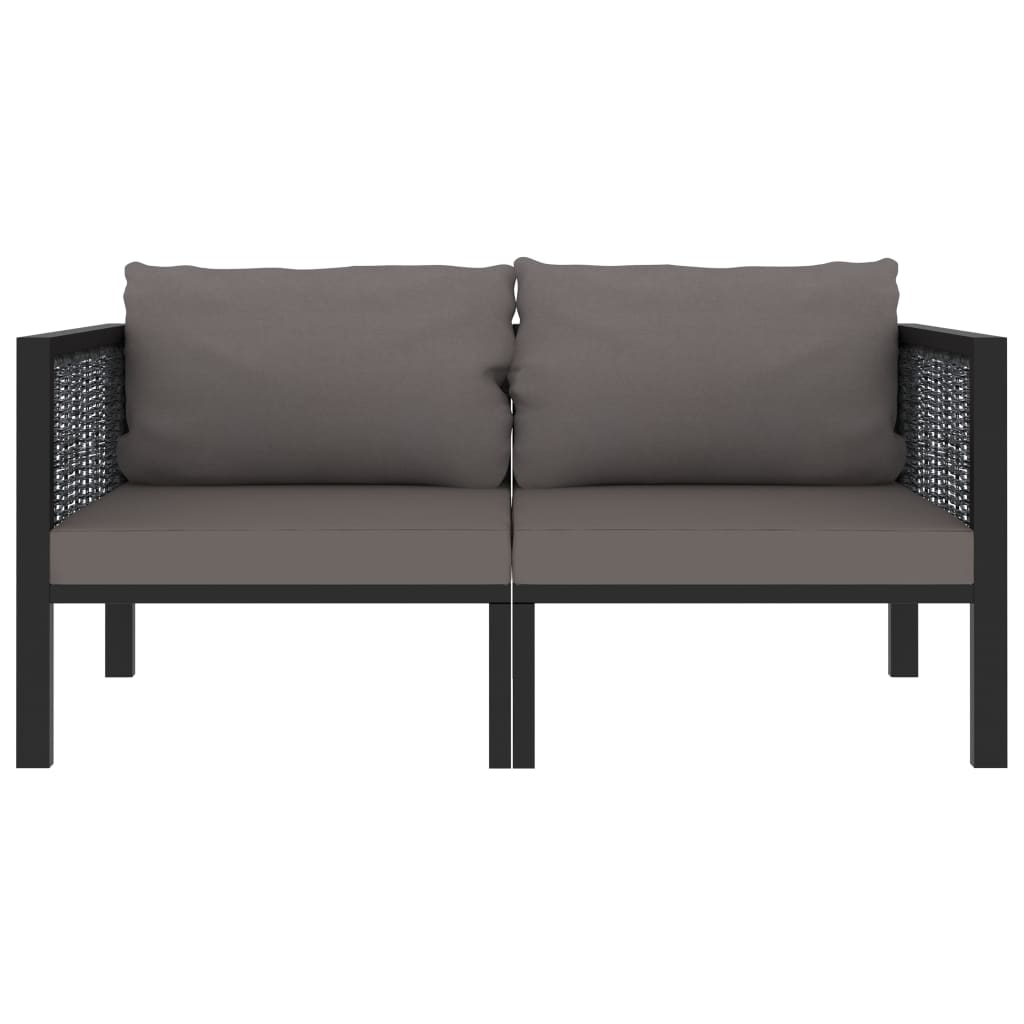 2-Seater Sofa with Cushions Anthracite Poly Rattan