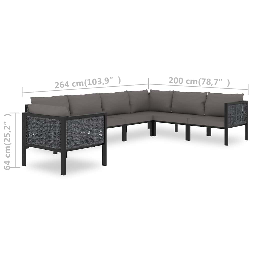 7 Piece Garden Lounge Set with Cushions Poly Rattan Anthracite