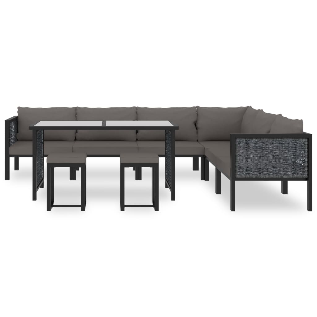 9 Piece Garden Lounge Set with Cushions Poly Rattan Anthracite