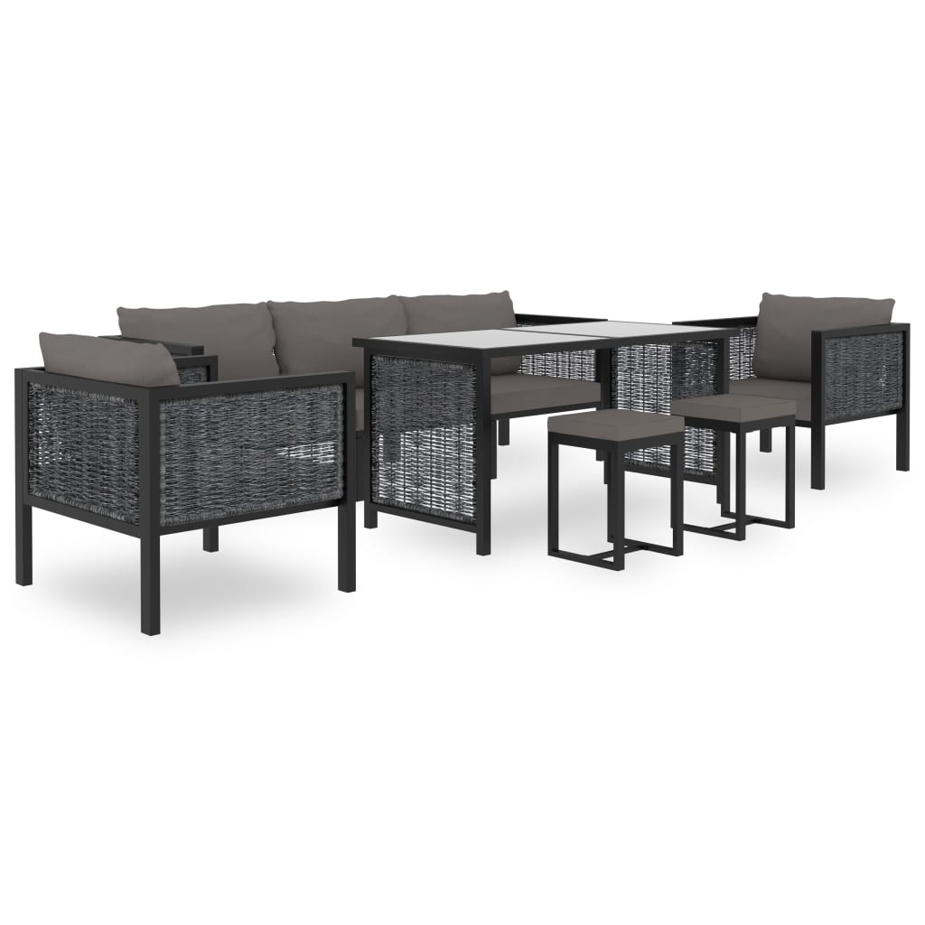 8 Piece Garden Lounge Set with Cushions Poly Rattan Anthracite