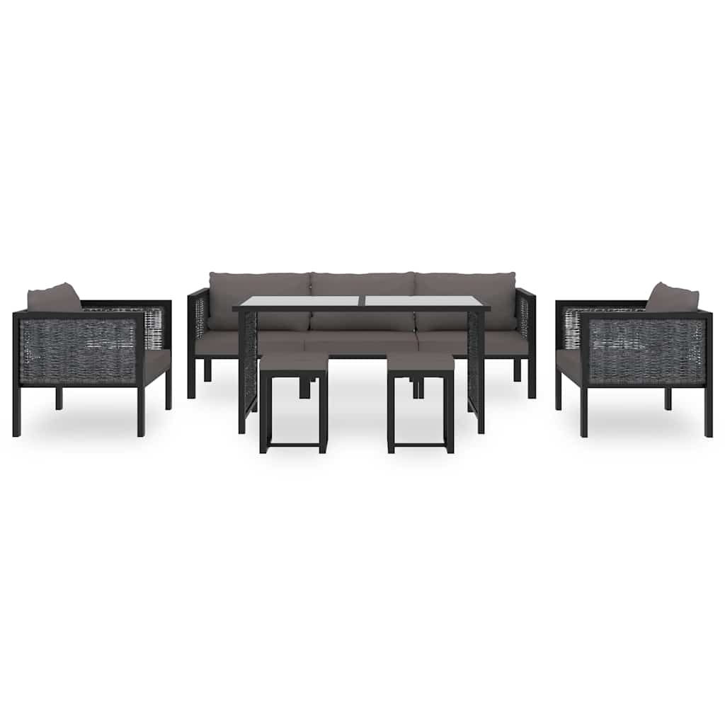 8 Piece Garden Lounge Set with Cushions Poly Rattan Anthracite