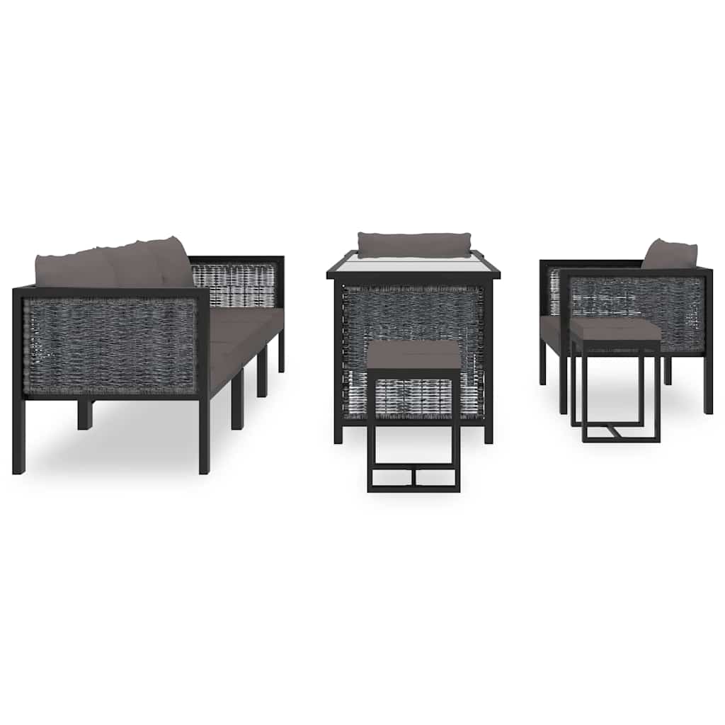 8 Piece Garden Lounge Set with Cushions Poly Rattan Anthracite