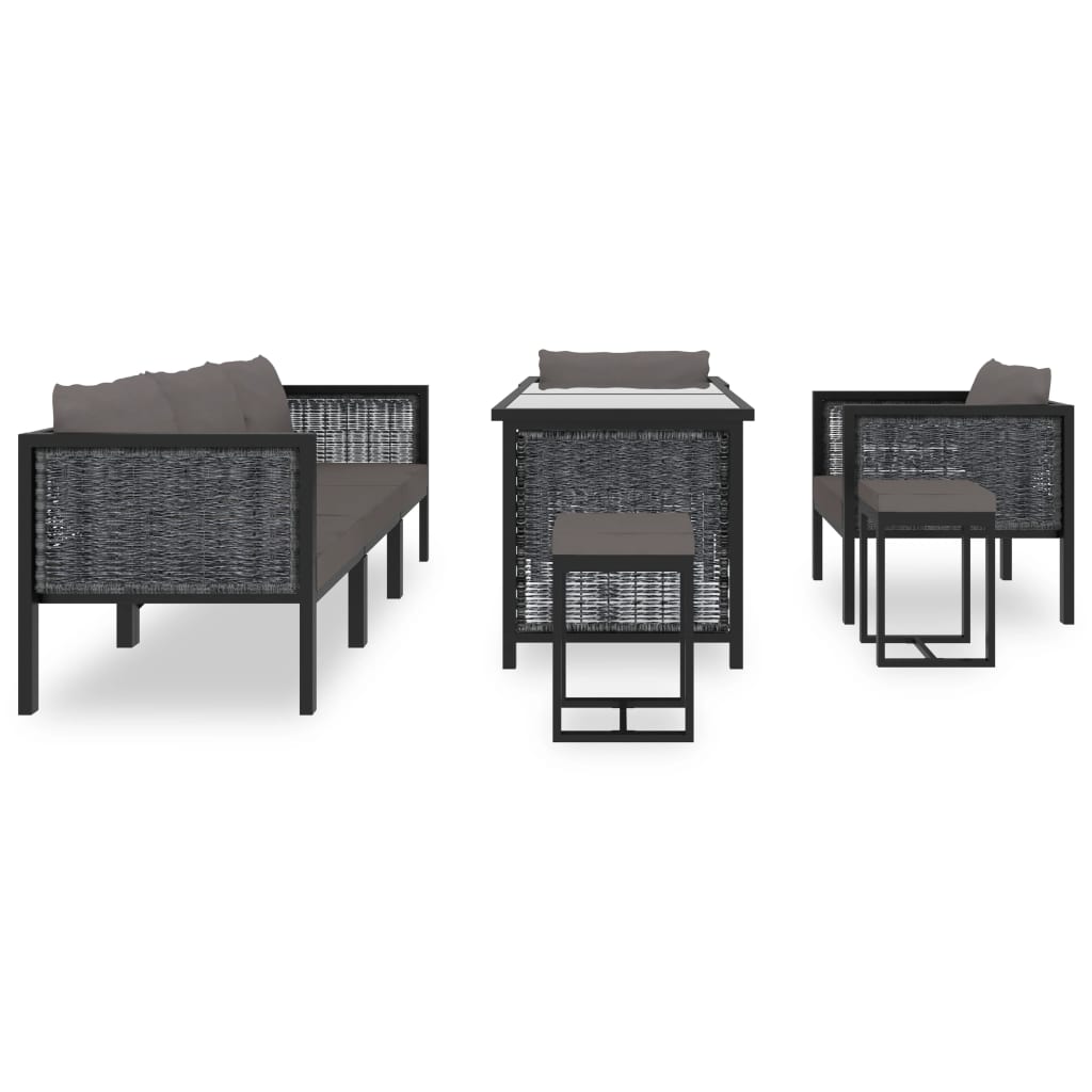 8 Piece Garden Lounge Set with Cushions Poly Rattan Anthracite