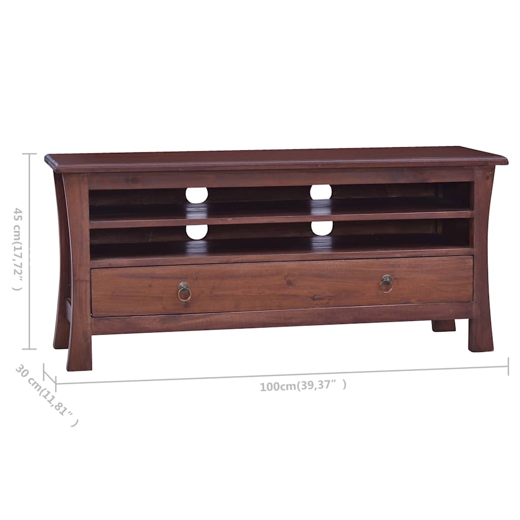TV Cabinet Classical Brown 100x30x45 cm Solid Mahogany Wood