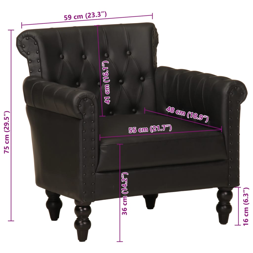 Armchair Black Real Goat Leather