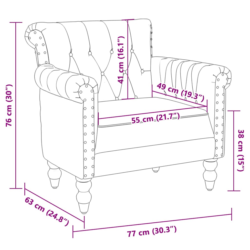 Armchair Black Real Goat Leather
