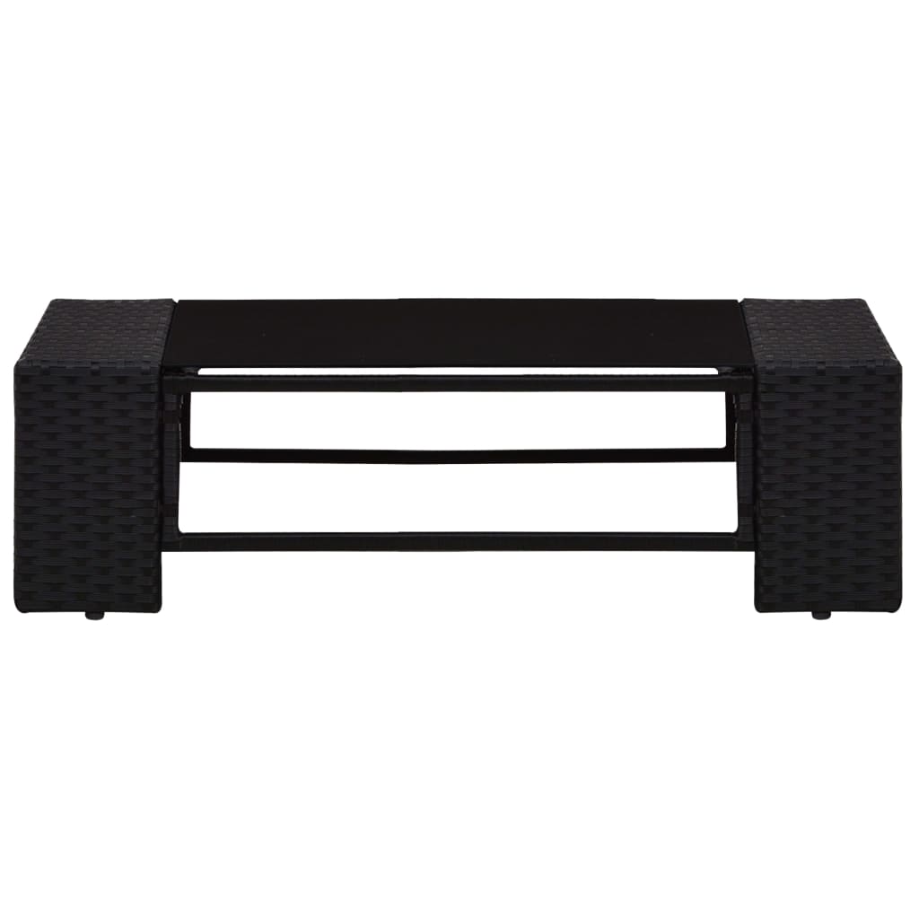 4 Piece Garden Lounge Set Poly Rattan Black