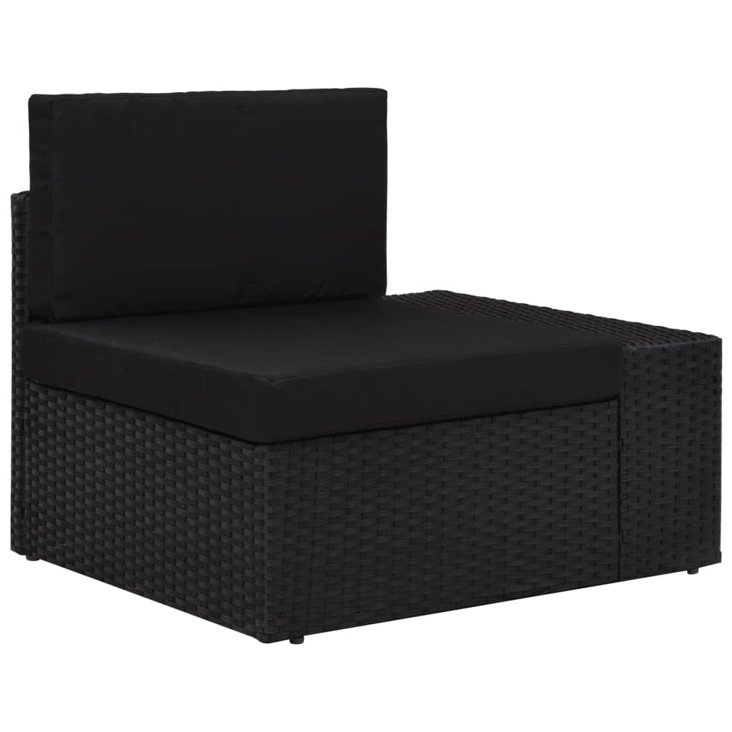 4 Piece Garden Lounge Set Poly Rattan Black