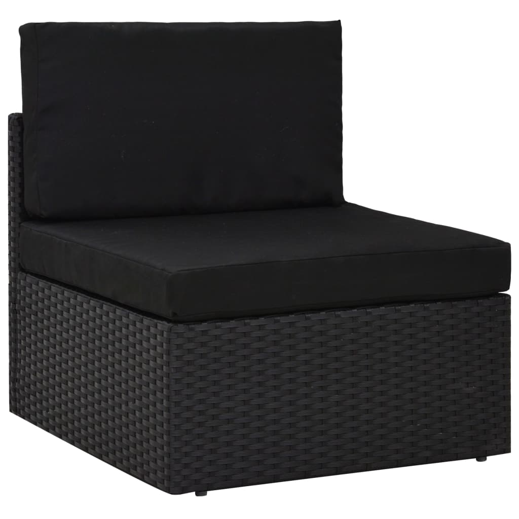4 Piece Garden Lounge Set Poly Rattan Black