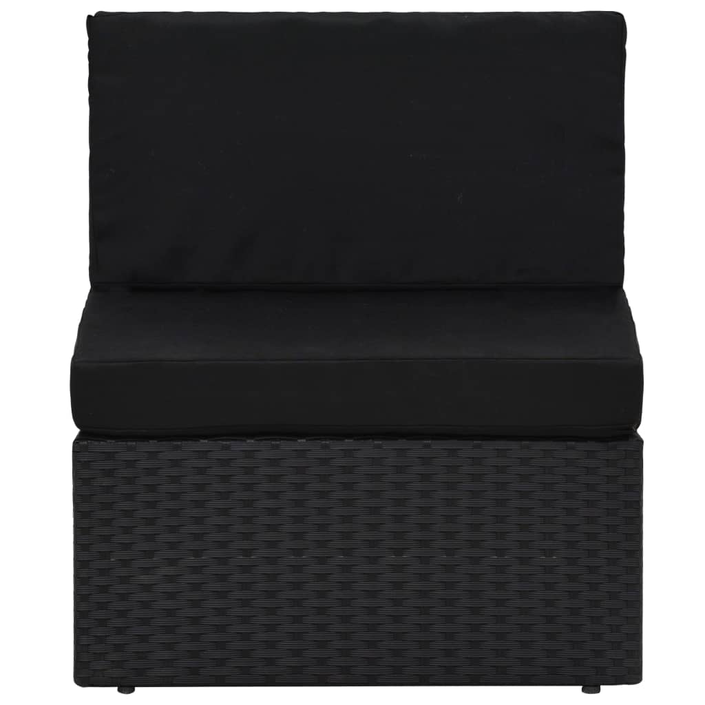 4 Piece Garden Lounge Set Poly Rattan Black