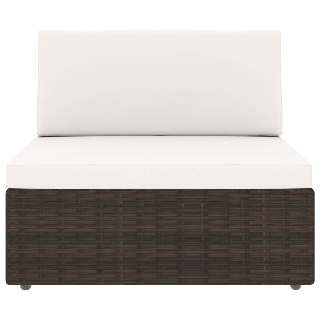 7 Piece Garden Lounge Set Poly Rattan Brown