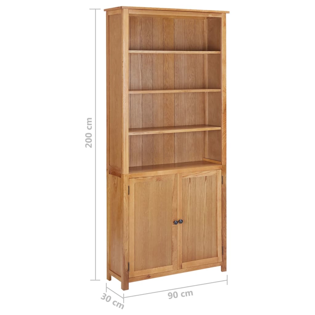 Bookcase with 2 Doors 90x30x200 cm Solid Oak Wood