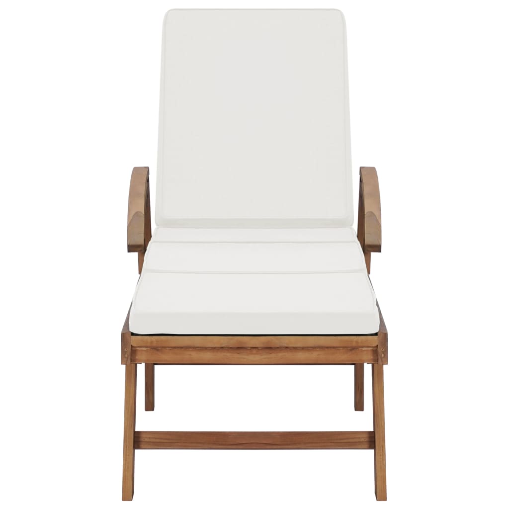 Sun Loungers with Cushions 2 pcs Solid Teak Wood Cream