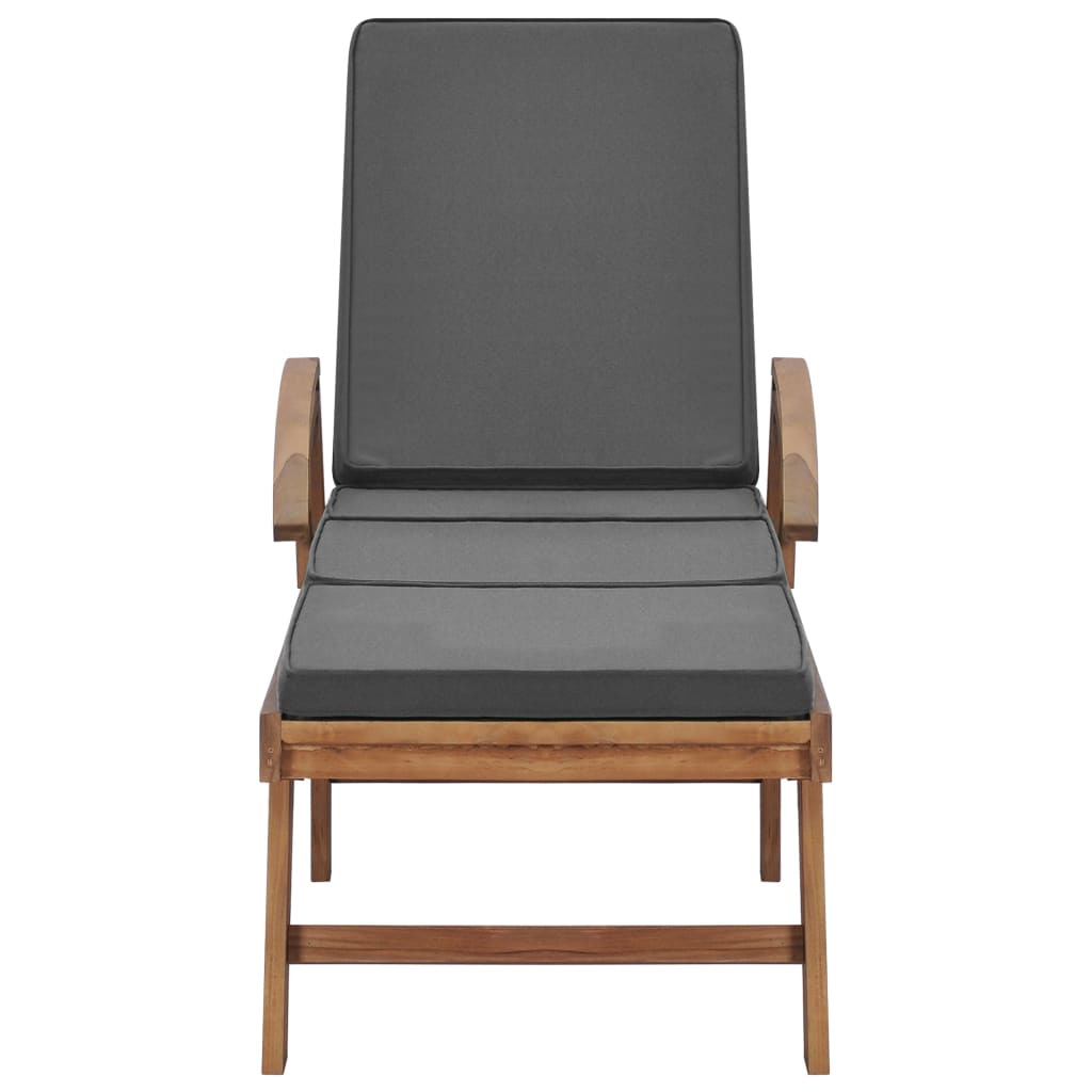 Sun Loungers with Cushions 2 pcs Solid Teak Wood Dark Grey