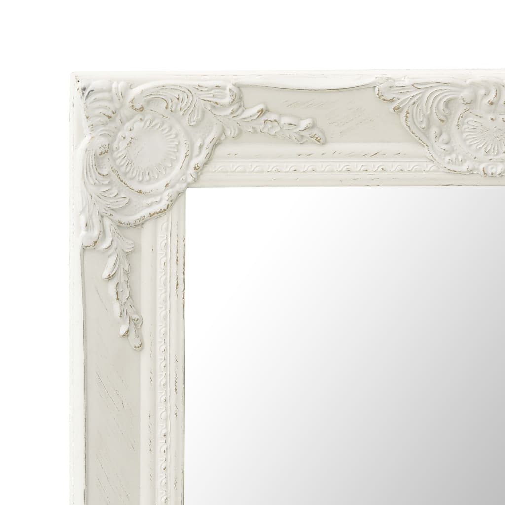 Wall Mirror Baroque Style 60x40 cm White