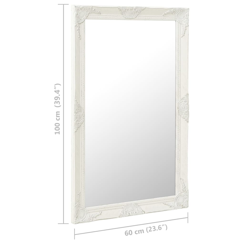 Wall Mirror Baroque Style 60x100 cm White