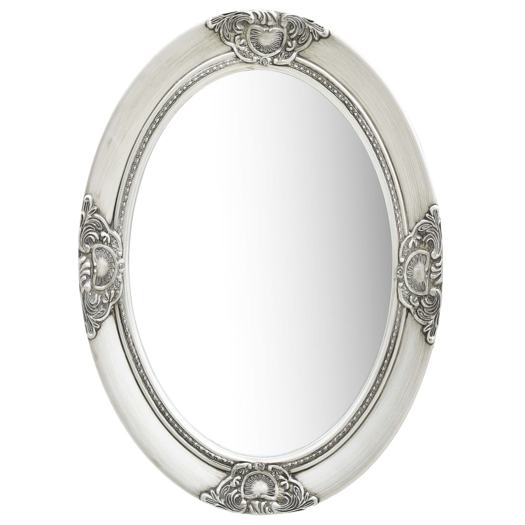 Wall Mirror Baroque Style 50x70 cm Silver