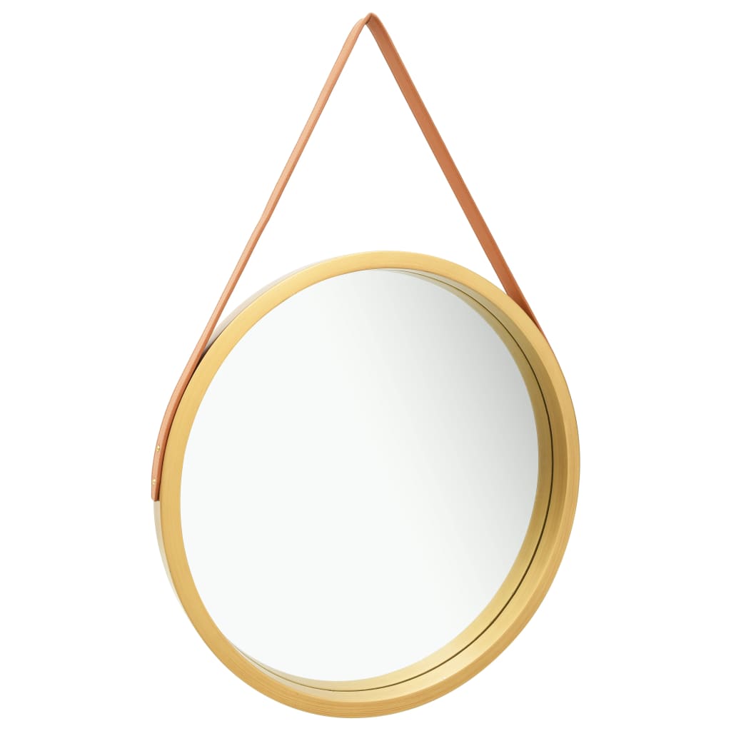 Wall Mirror with Strap 60 cm Gold