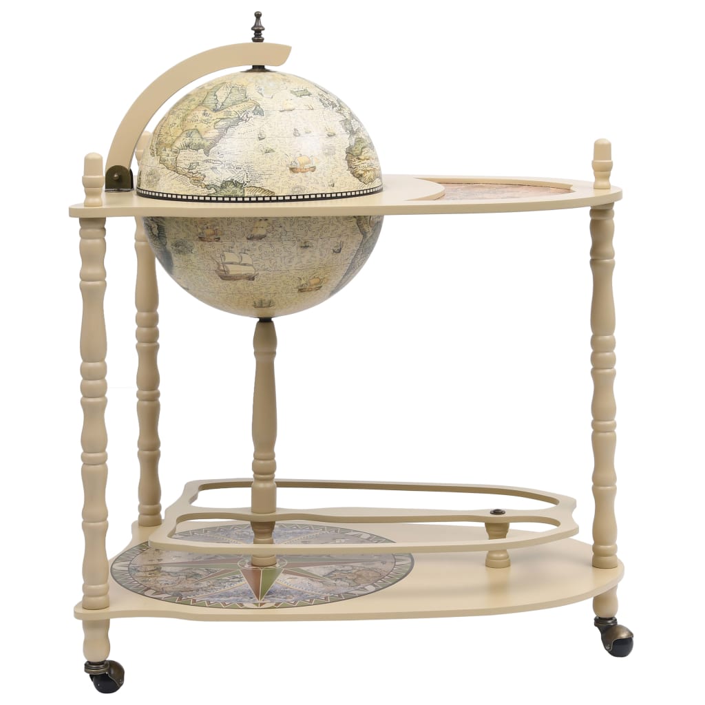 Freestanding Globe Bar Wine Stand Eucalyptus Wood Green