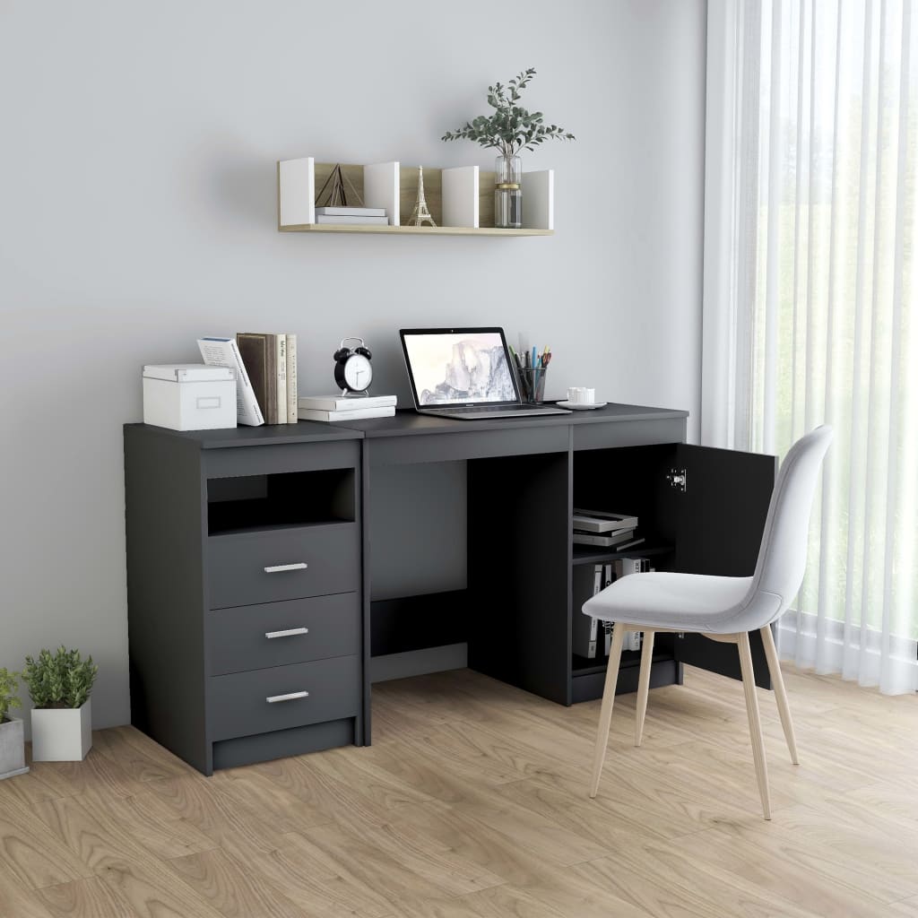 Desk Grey 140x50x76 cm Engineered Wood