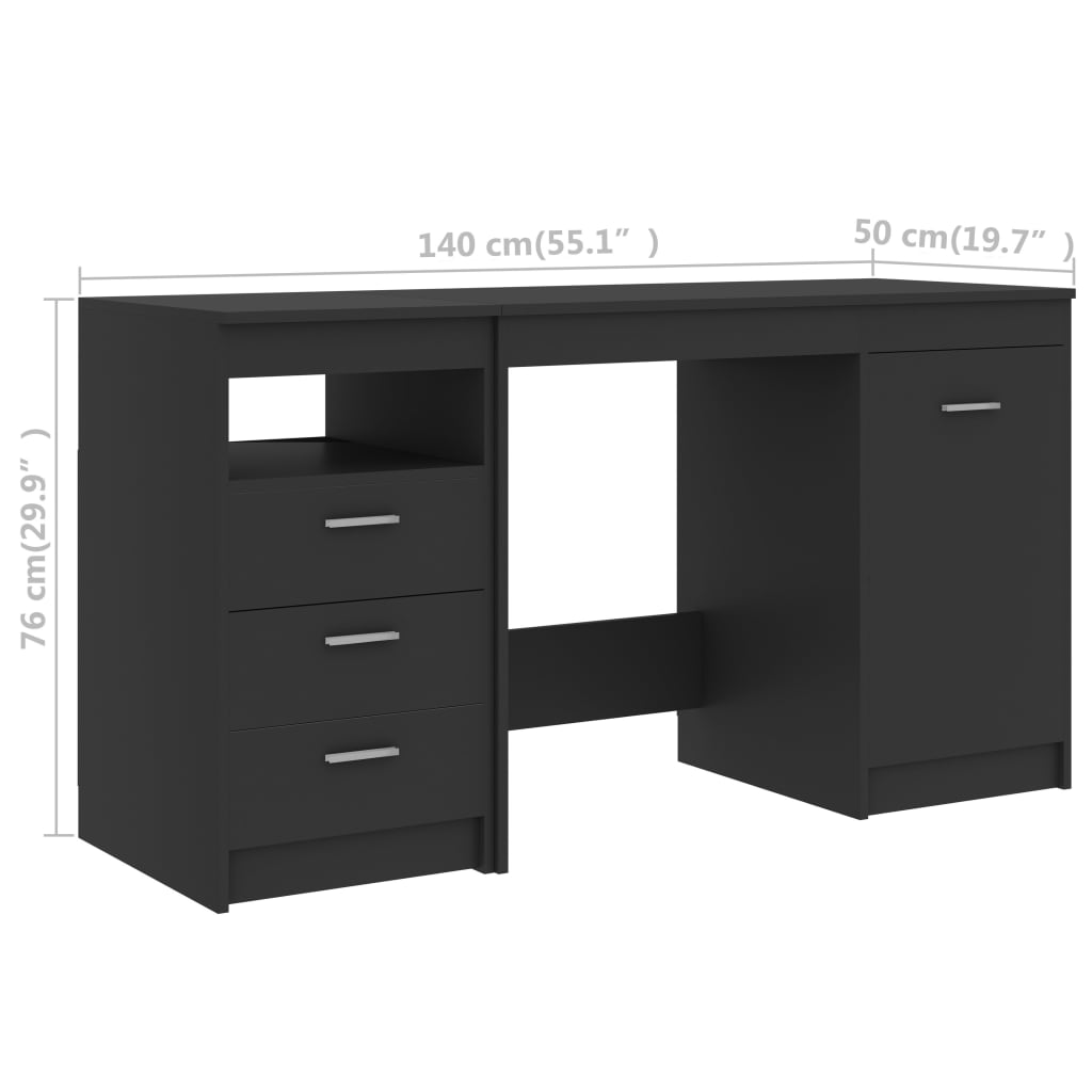 Desk Grey 140x50x76 cm Engineered Wood