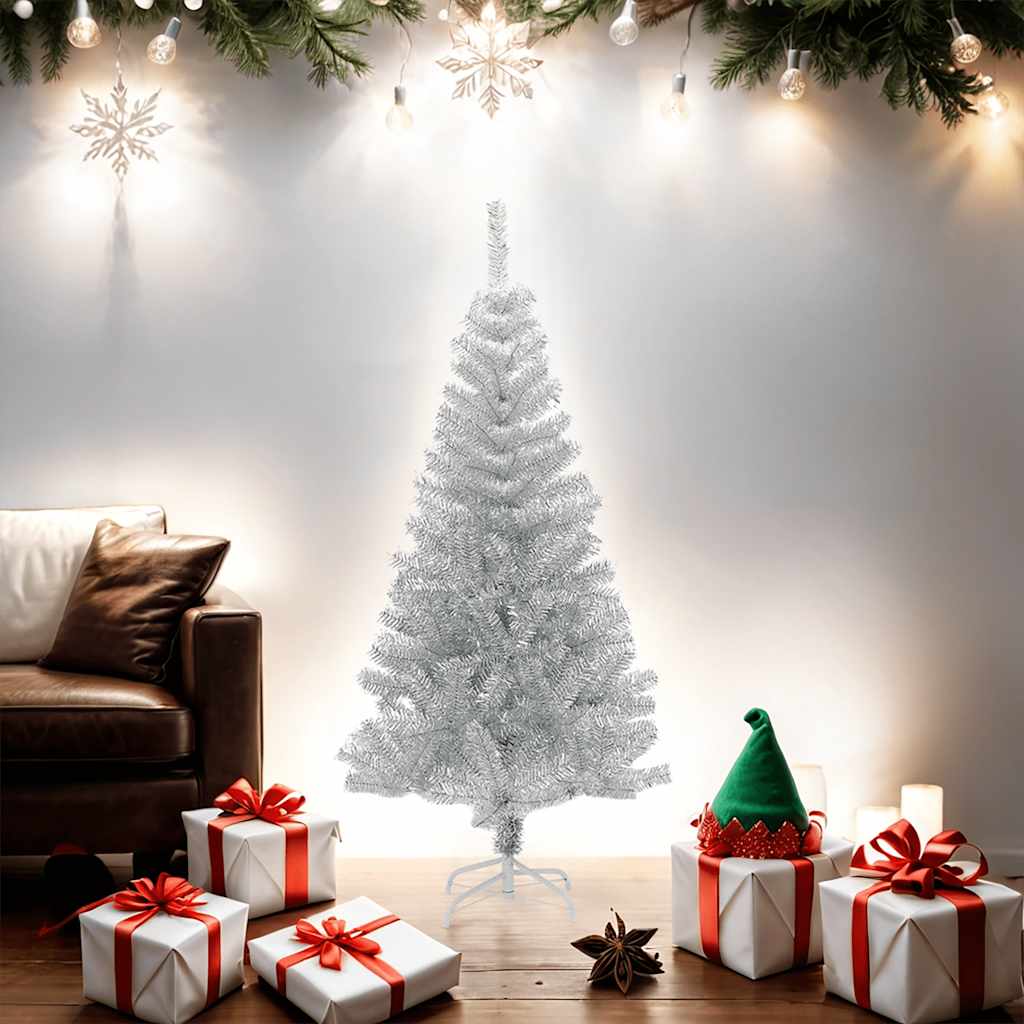 Artificial Christmas Tree with Stand Silver 150 cm PET