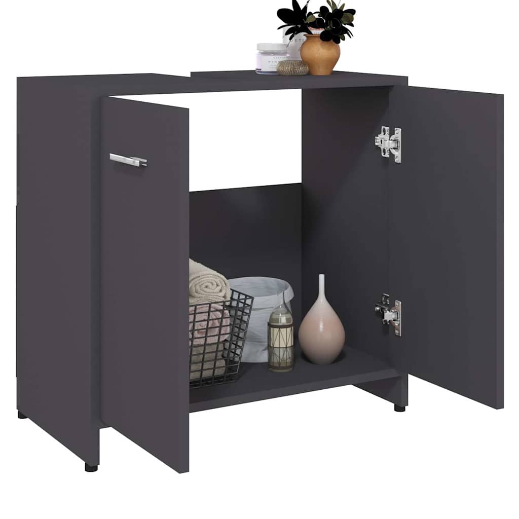 Bathroom Cabinet Grey 60x33x61 cm Engineered Wood