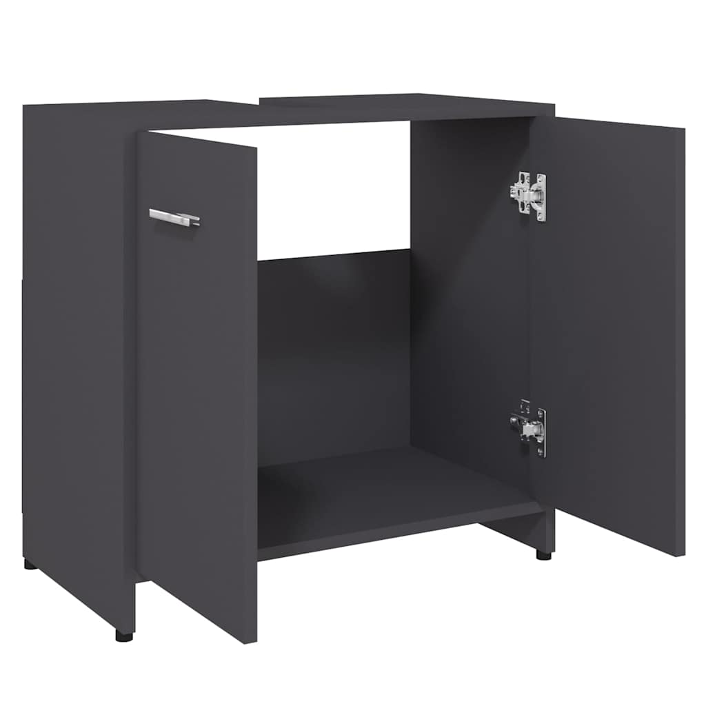 Bathroom Cabinet Grey 60x33x61 cm Engineered Wood