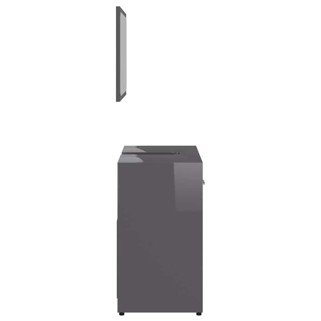 Bathroom Furniture Set High Gloss Grey Engineered Wood