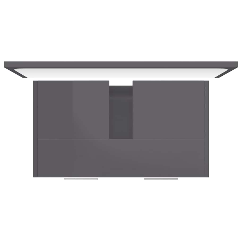 Bathroom Furniture Set High Gloss Grey Engineered Wood