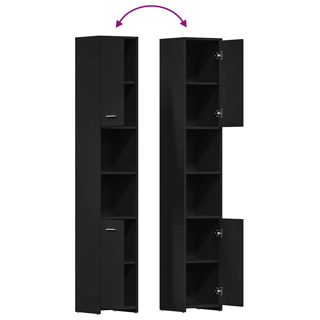 Bathroom Cabinet Black 30x30x183.5 cm Engineered Wood