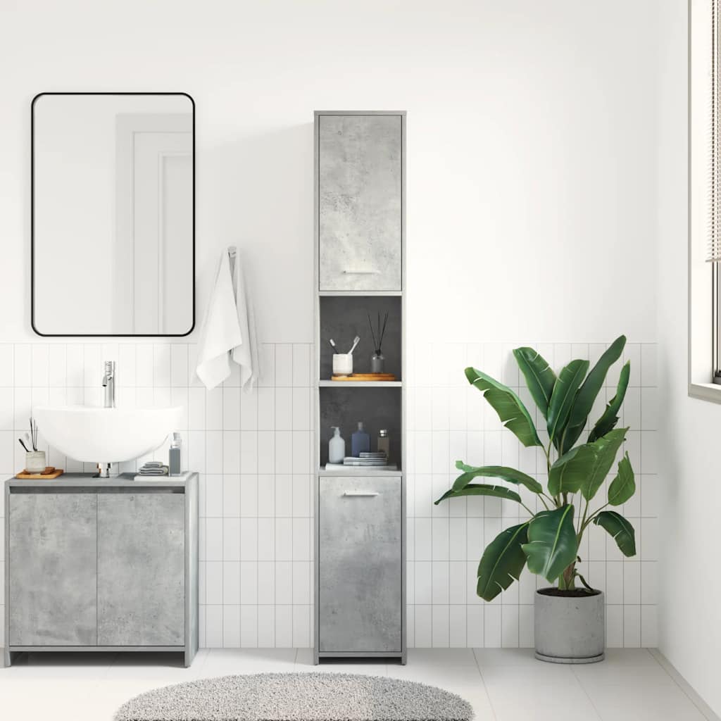 Bathroom Cabinet Concrete Grey 30x30x183.5 cm Engineered Wood