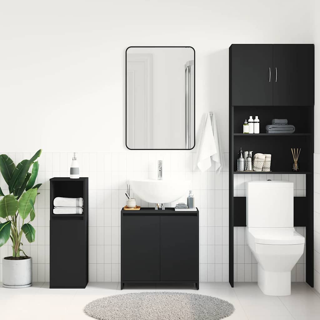 Bathroom Cabinet Black 60x33x61 cm Engineered Wood