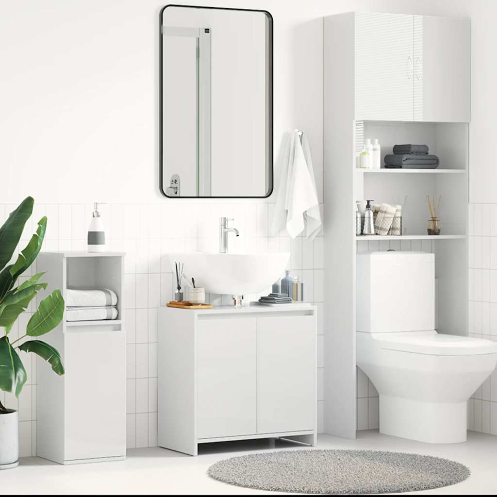 Bathroom Cabinet High Gloss White 60x33x61 cm Engineered Wood