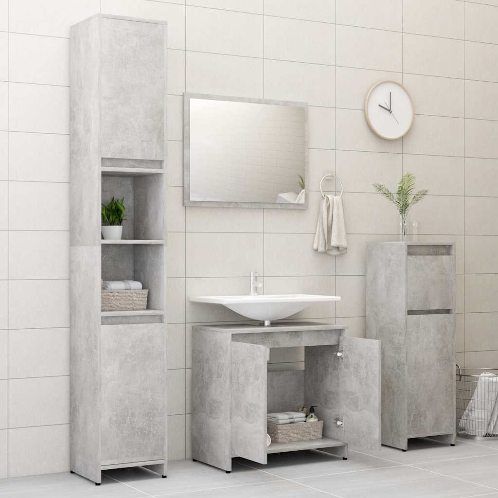 Bathroom Furniture Set Concrete Grey Engineered Wood