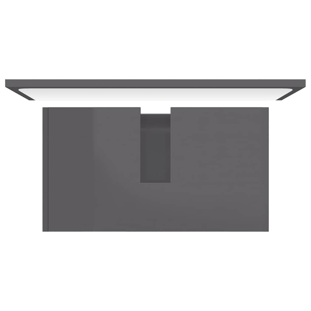 Bathroom Furniture Set High Gloss Grey Engineered Wood