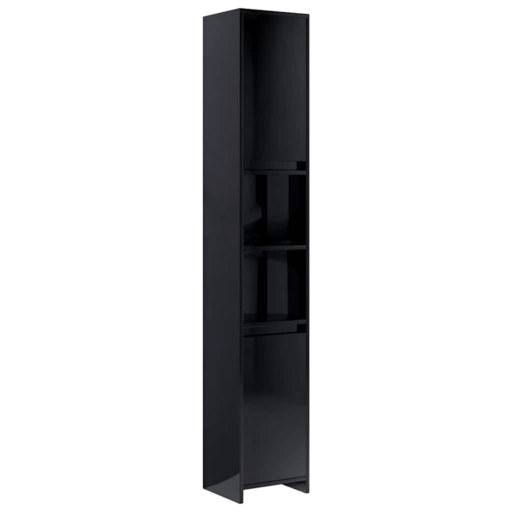 Bathroom Cabinet High Gloss Black 30x30x183.5 cm Engineered Wood