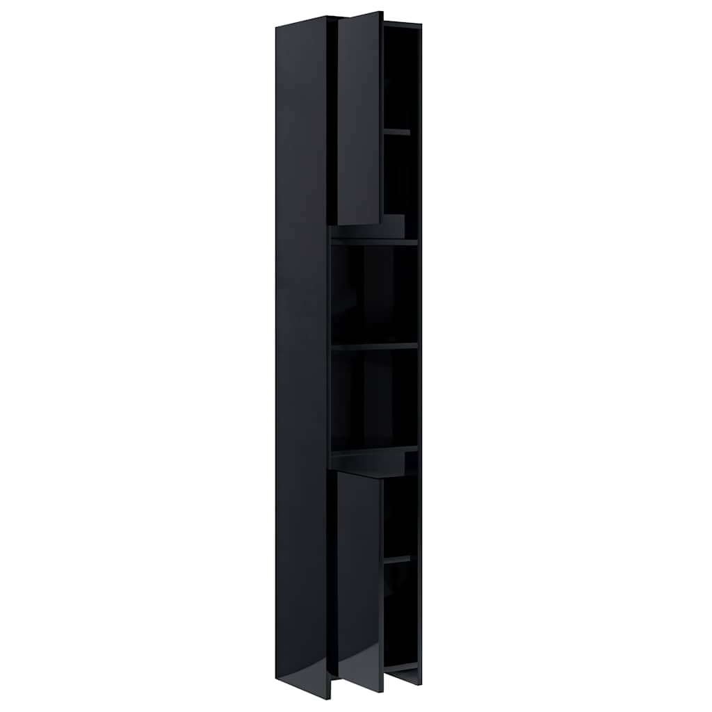 Bathroom Cabinet High Gloss Black 30x30x183.5 cm Engineered Wood