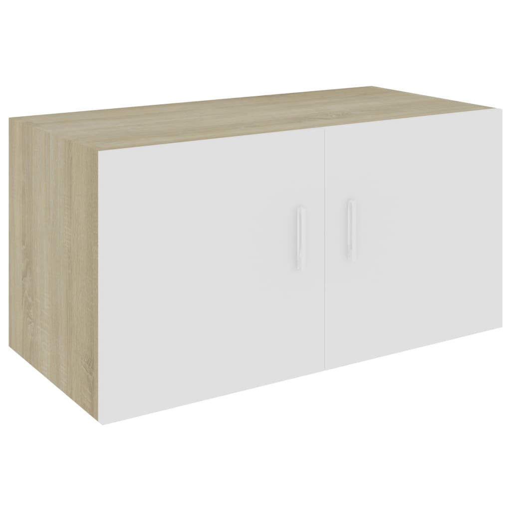 Wall Mounted Cabinet White and Sonoma Oak 80x39x40 cm Engineered Wood