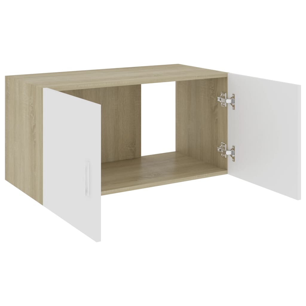 Wall Mounted Cabinet White and Sonoma Oak 80x39x40 cm Engineered Wood