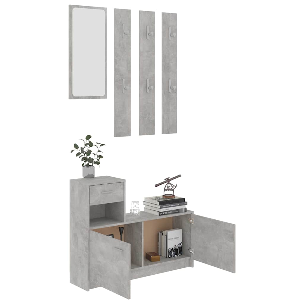 Hallway Unit Concrete Grey 100x25x76.5 cm Engineered Wood