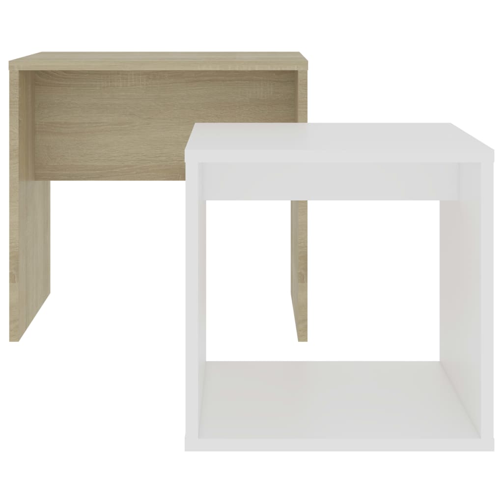 Coffee Table Set White and Sonoma Oak 48x30x45 cm Engineered Wood