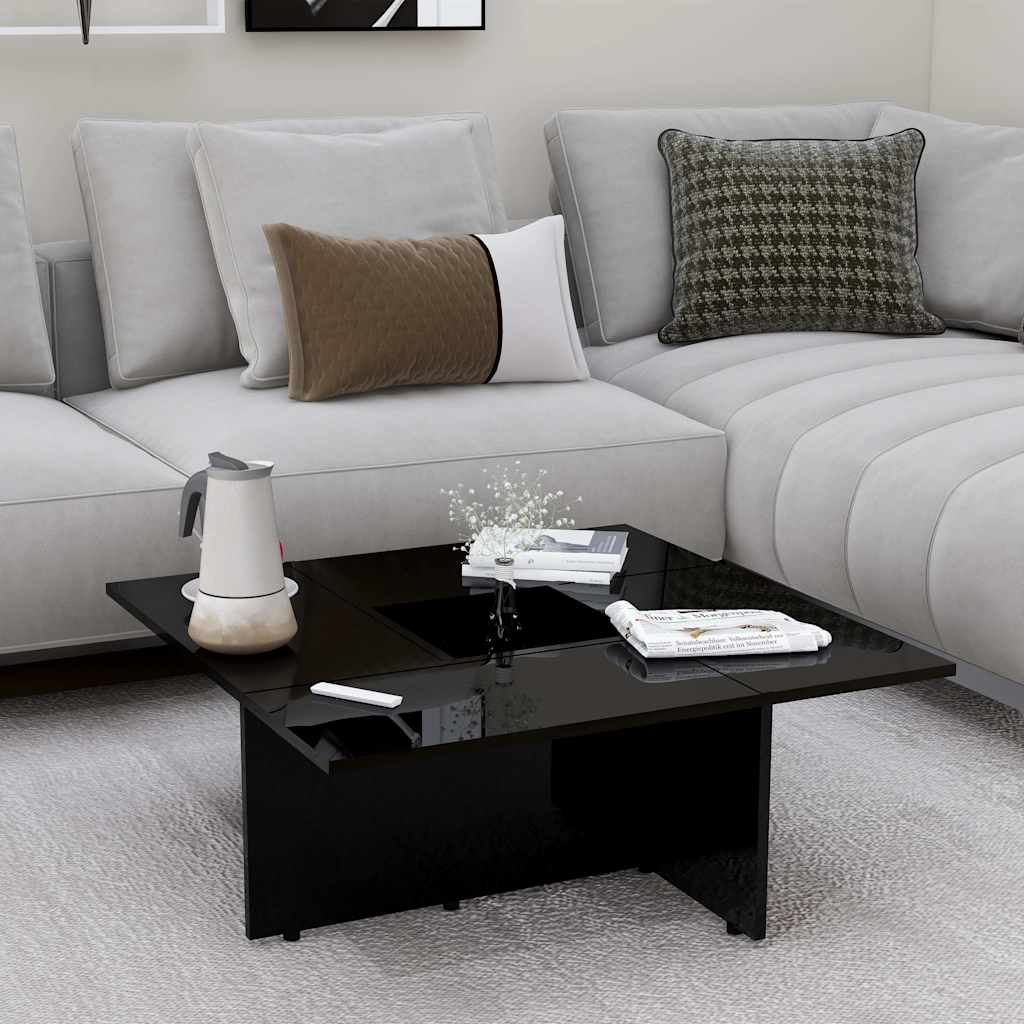 Coffee Table High Gloss Black 79.5x79.5x30 cm Engineered Wood