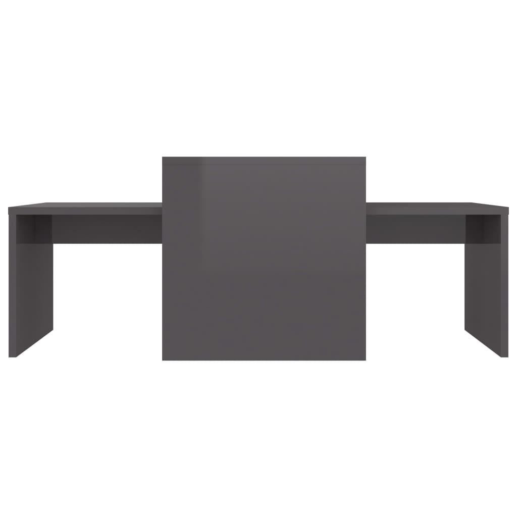 Coffee Table Set High Gloss Grey 100x48x40 cm Engineered Wood
